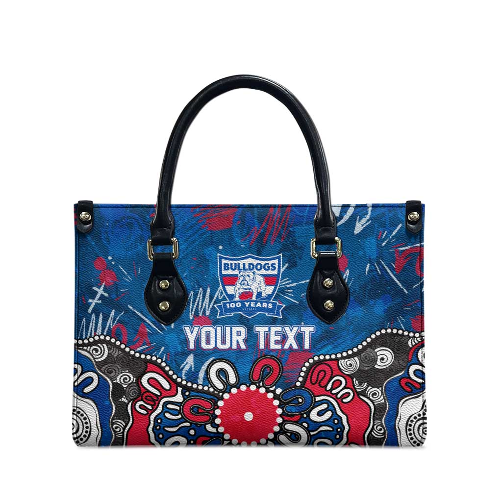 Personalized Western Bulldogs 100 Years Anniversary Leather Bag Aboriginal Dot Painting Graffiti Style