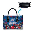 Personalized Western Bulldogs 100 Years Anniversary Leather Bag Aboriginal Dot Painting Graffiti Style