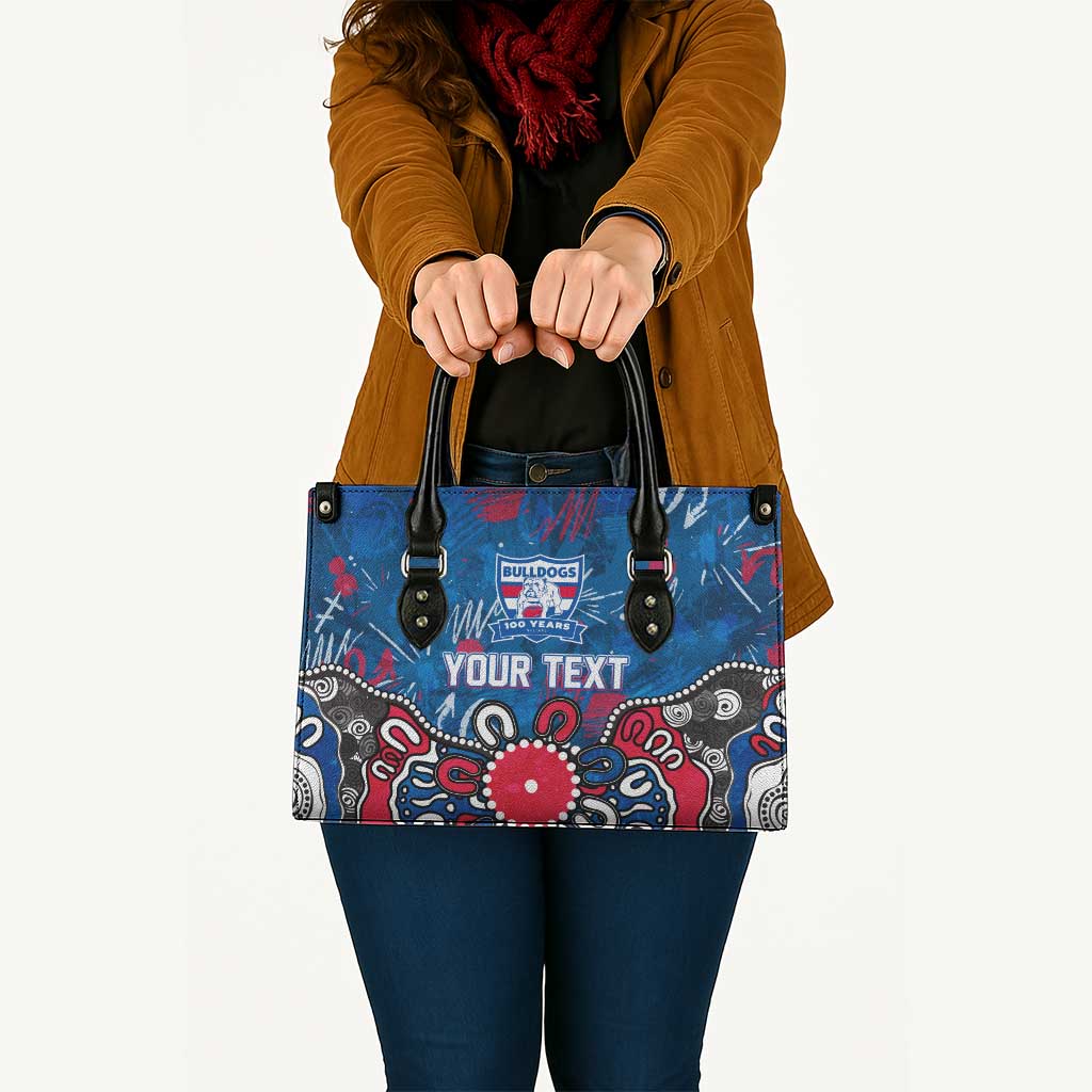 Personalized Western Bulldogs 100 Years Anniversary Leather Bag Aboriginal Dot Painting Graffiti Style