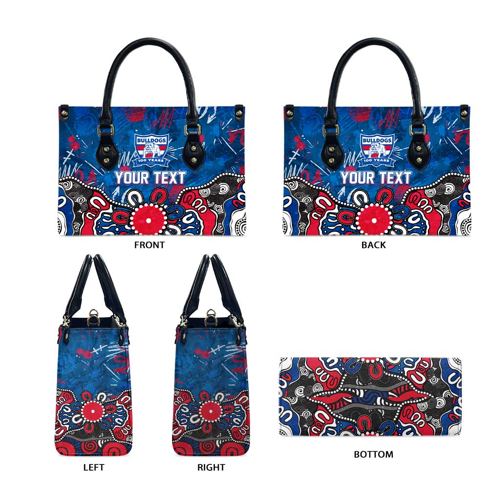 Personalized Western Bulldogs 100 Years Anniversary Leather Bag Aboriginal Dot Painting Graffiti Style