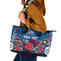 Personalized Western Bulldogs 100 Years Anniversary Leather Tote Bag Aboriginal Dot Painting Graffiti Style