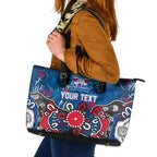 Personalized Western Bulldogs 100 Years Anniversary Leather Tote Bag Aboriginal Dot Painting Graffiti Style