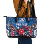 Personalized Western Bulldogs 100 Years Anniversary Leather Tote Bag Aboriginal Dot Painting Graffiti Style