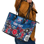 Personalized Western Bulldogs 100 Years Anniversary Leather Tote Bag Aboriginal Dot Painting Graffiti Style