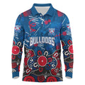 Personalized Western Bulldogs 100 Years Anniversary Long Sleeve Polo Shirt Aboriginal Dot Painting Graffiti Style