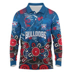 Personalized Western Bulldogs 100 Years Anniversary Long Sleeve Polo Shirt Aboriginal Dot Painting Graffiti Style