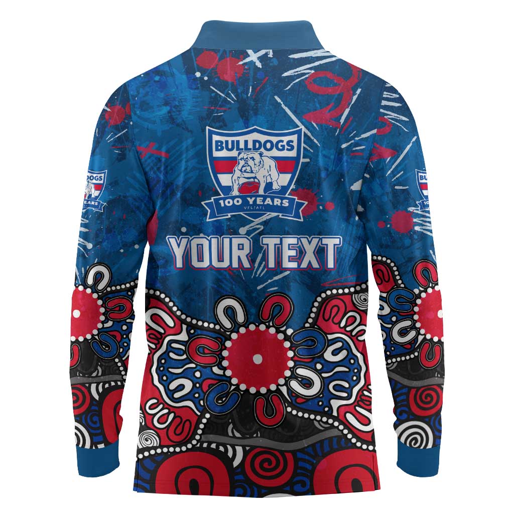 Personalized Western Bulldogs 100 Years Anniversary Long Sleeve Polo Shirt Aboriginal Dot Painting Graffiti Style