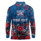 Personalized Western Bulldogs 100 Years Anniversary Long Sleeve Polo Shirt Aboriginal Dot Painting Graffiti Style
