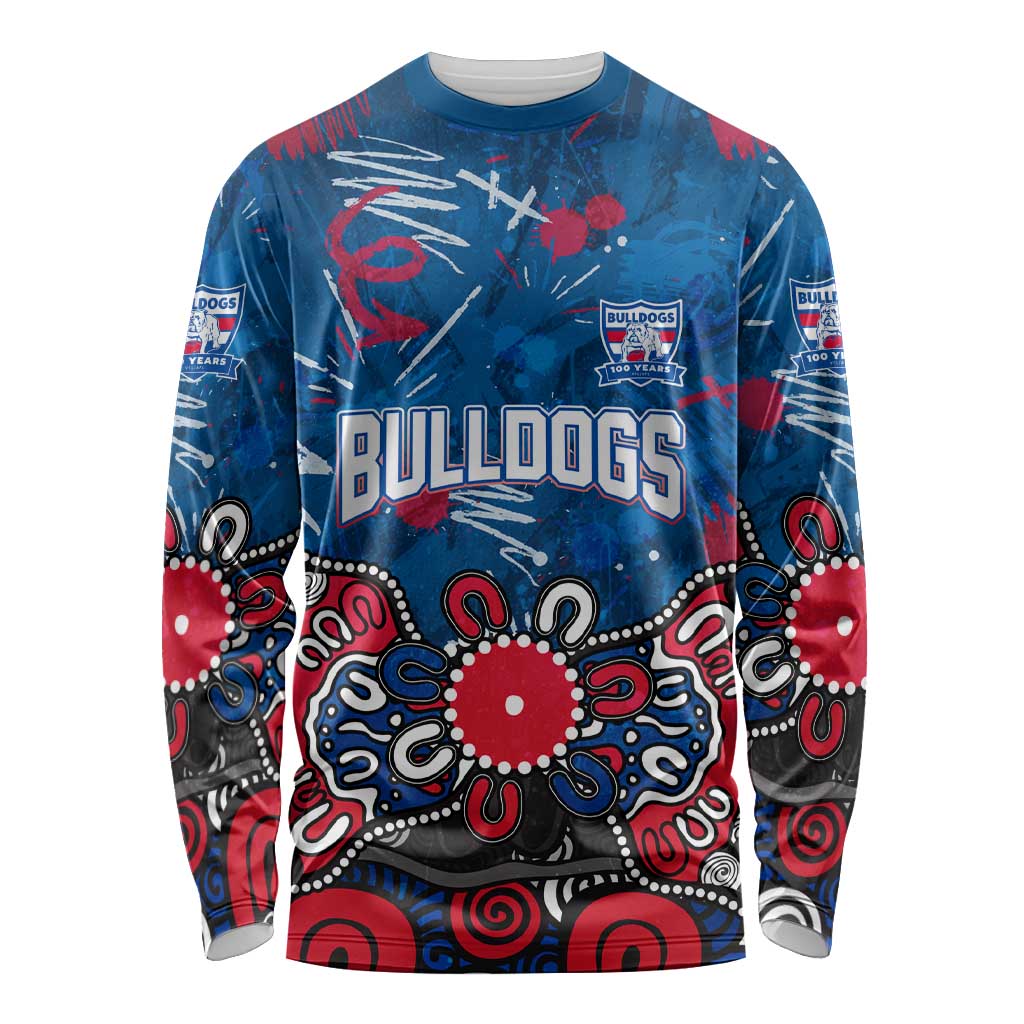Personalized Western Bulldogs 100 Years Anniversary Long Sleeve Shirt Aboriginal Dot Painting Graffiti Style