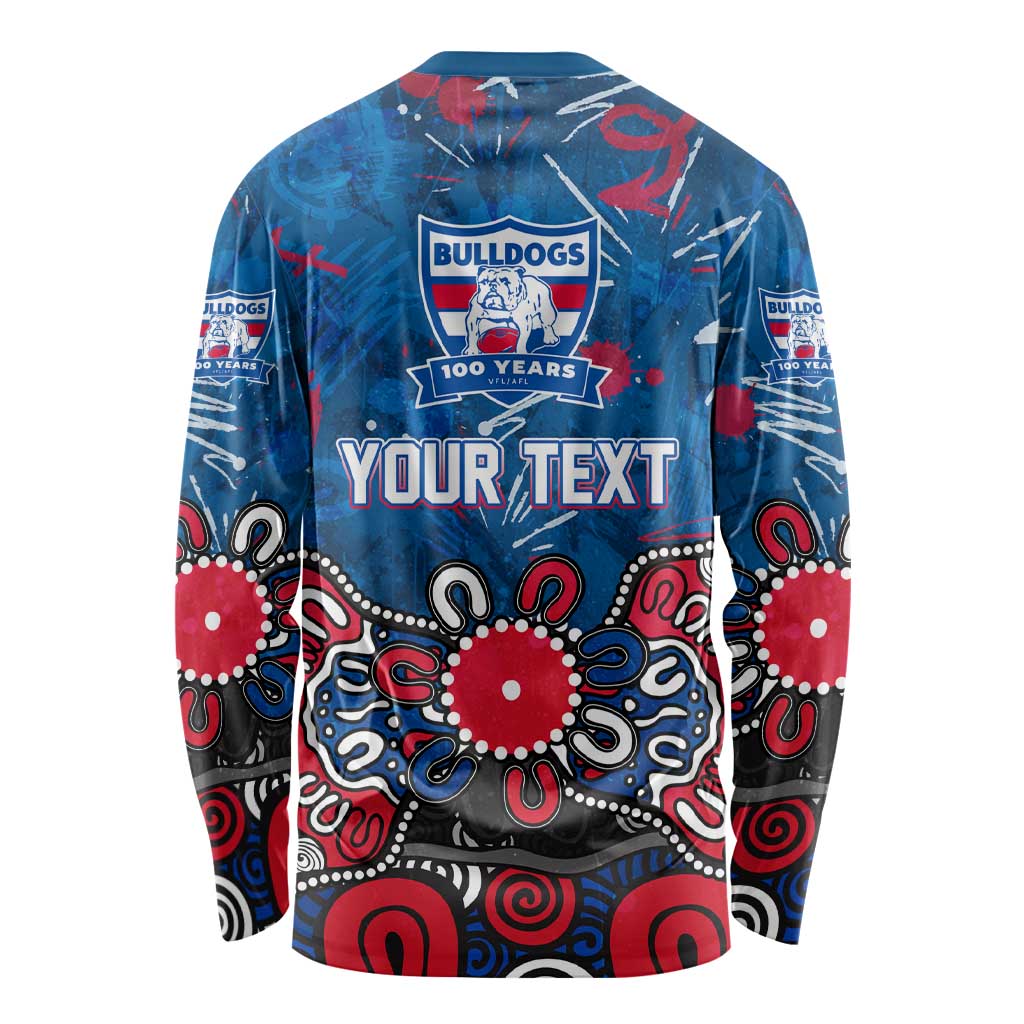 Personalized Western Bulldogs 100 Years Anniversary Long Sleeve Shirt Aboriginal Dot Painting Graffiti Style