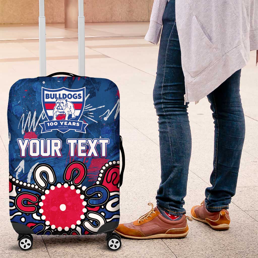 Personalized Western Bulldogs 100 Years Anniversary Luggage Cover Aboriginal Dot Painting Graffiti Style