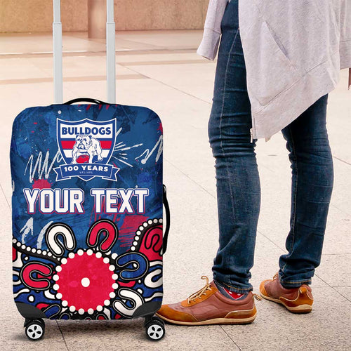 Personalized Western Bulldogs 100 Years Anniversary Luggage Cover Aboriginal Dot Painting Graffiti Style