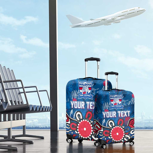 Personalized Western Bulldogs 100 Years Anniversary Luggage Cover Aboriginal Dot Painting Graffiti Style