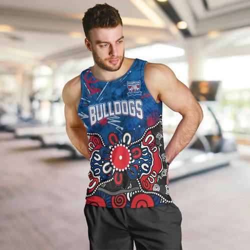 Personalized Western Bulldogs 100 Years Anniversary Men Tank Top Aboriginal Dot Painting Graffiti Style