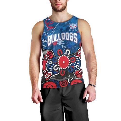 Personalized Western Bulldogs 100 Years Anniversary Men Tank Top Aboriginal Dot Painting Graffiti Style
