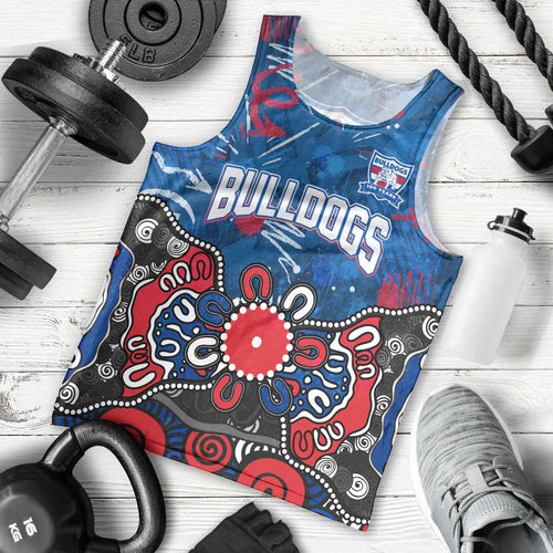 Personalized Western Bulldogs 100 Years Anniversary Men Tank Top Aboriginal Dot Painting Graffiti Style