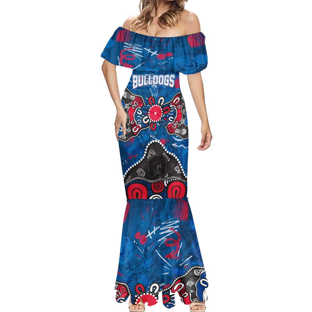 Personalized Western Bulldogs 100 Years Anniversary Mermaid Dress Aboriginal Dot Painting Graffiti Style