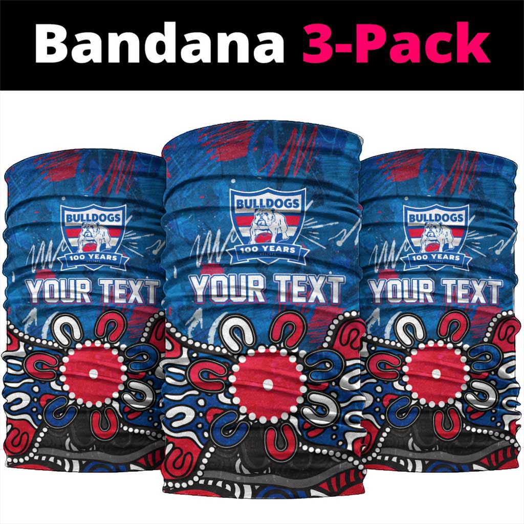 Personalized Western Bulldogs 100 Years Anniversary Neck Gaiter Aboriginal Dot Painting Graffiti Style