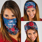 Personalized Western Bulldogs 100 Years Anniversary Neck Gaiter Aboriginal Dot Painting Graffiti Style