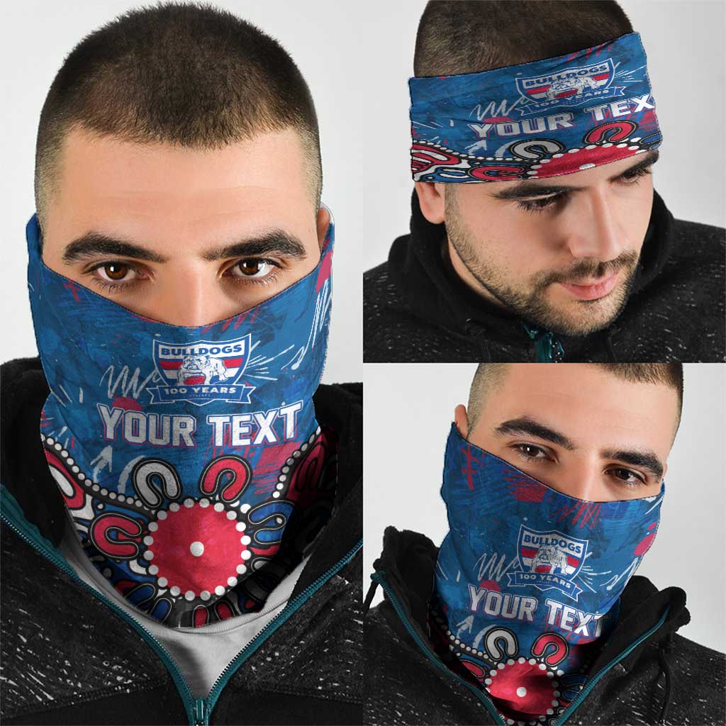 Personalized Western Bulldogs 100 Years Anniversary Neck Gaiter Aboriginal Dot Painting Graffiti Style