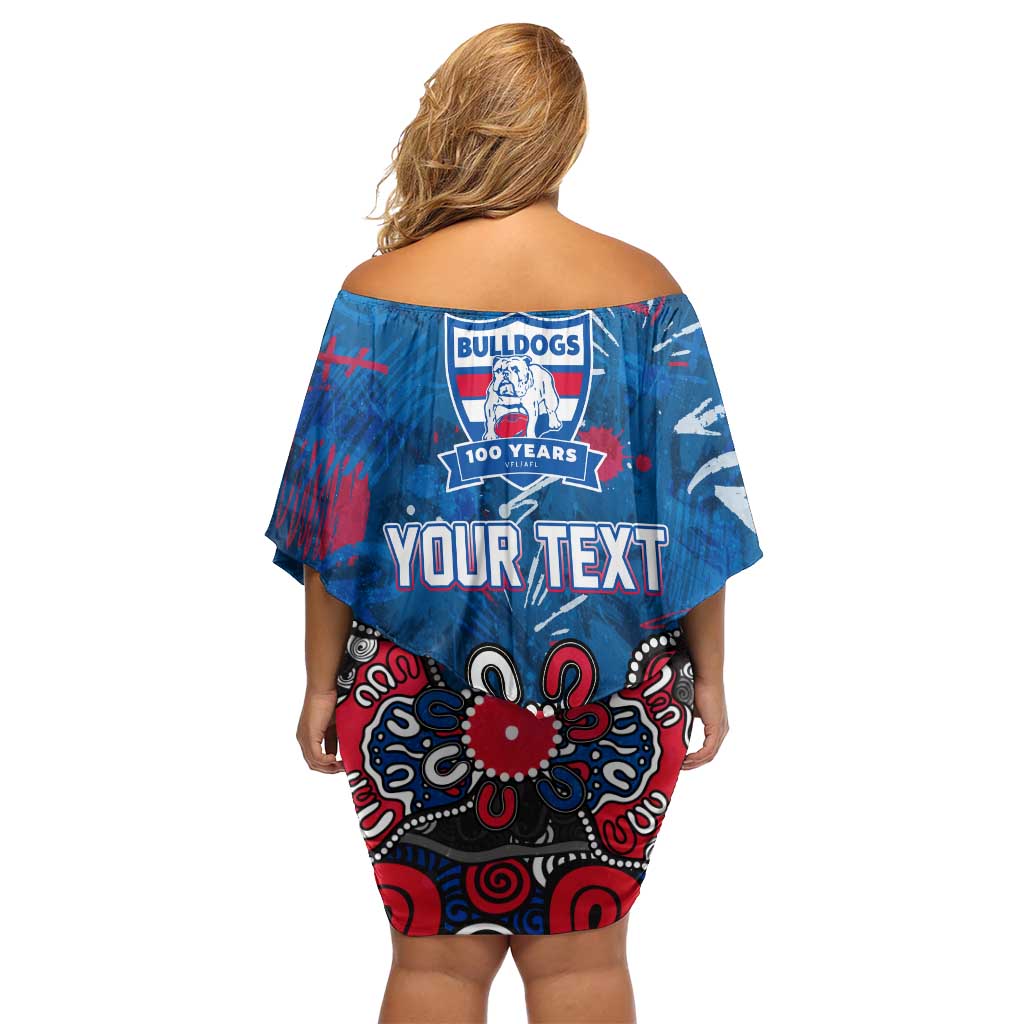 Personalized Western Bulldogs 100 Years Anniversary Off Shoulder Short Dress Aboriginal Dot Painting Graffiti Style
