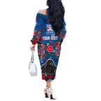 Personalized Western Bulldogs 100 Years Anniversary Off The Shoulder Long Sleeve Dress Aboriginal Dot Painting Graffiti Style