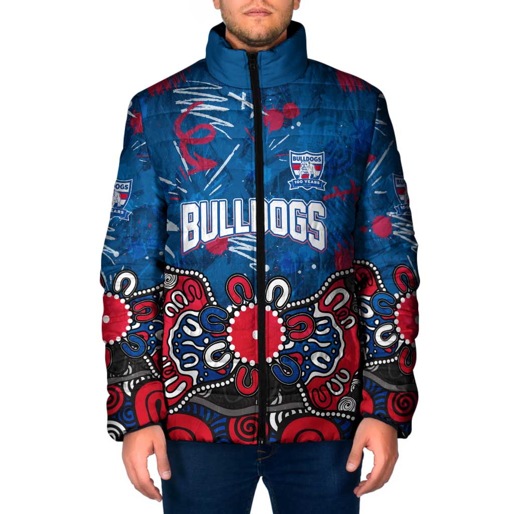 Personalized Western Bulldogs 100 Years Anniversary Padded Jacket Aboriginal Dot Painting Graffiti Style