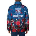 Personalized Western Bulldogs 100 Years Anniversary Padded Jacket Aboriginal Dot Painting Graffiti Style