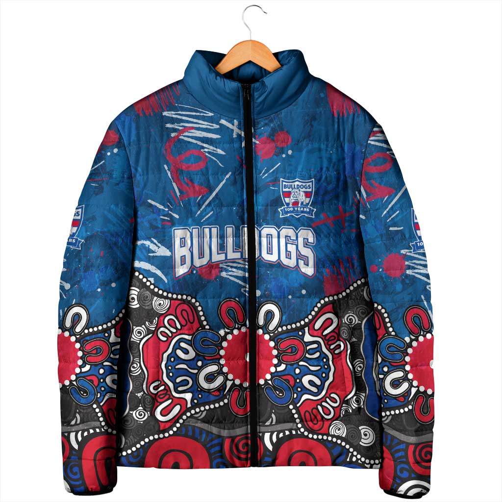 Personalized Western Bulldogs 100 Years Anniversary Padded Jacket Aboriginal Dot Painting Graffiti Style