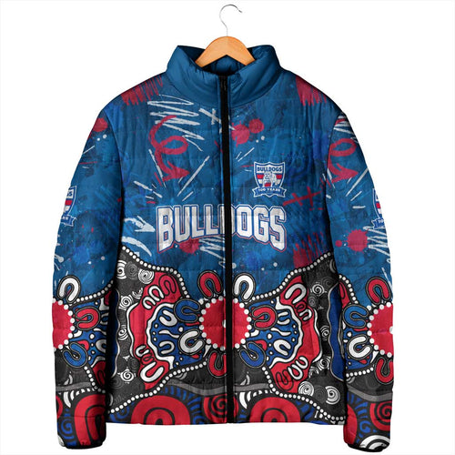 Personalized Western Bulldogs 100 Years Anniversary Padded Jacket Aboriginal Dot Painting Graffiti Style