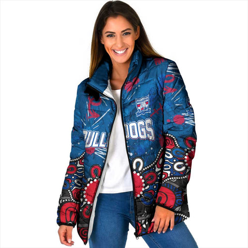 Personalized Western Bulldogs 100 Years Anniversary Padded Jacket Aboriginal Dot Painting Graffiti Style