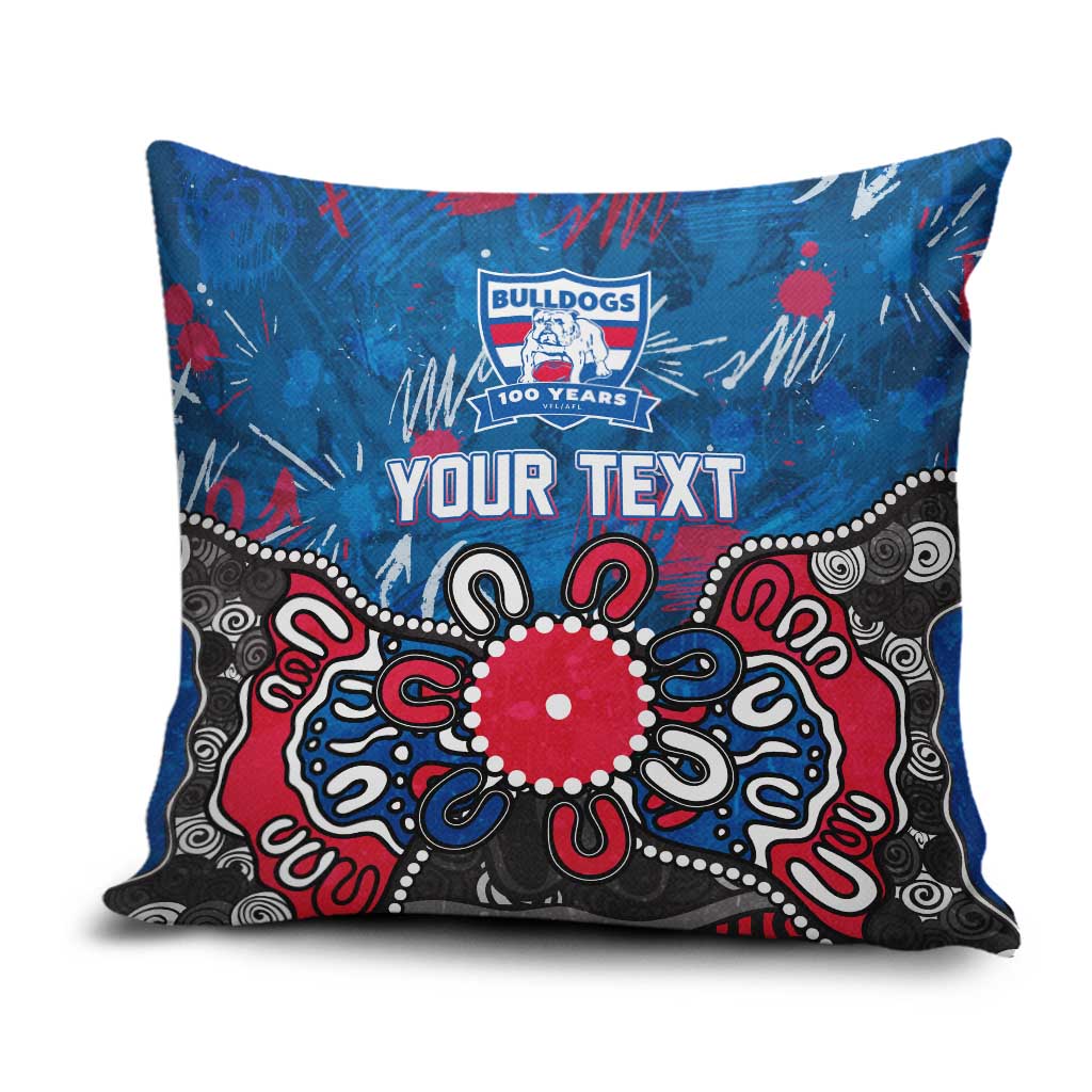 Personalized Western Bulldogs 100 Years Anniversary Pillow Cover Aboriginal Dot Painting Graffiti Style