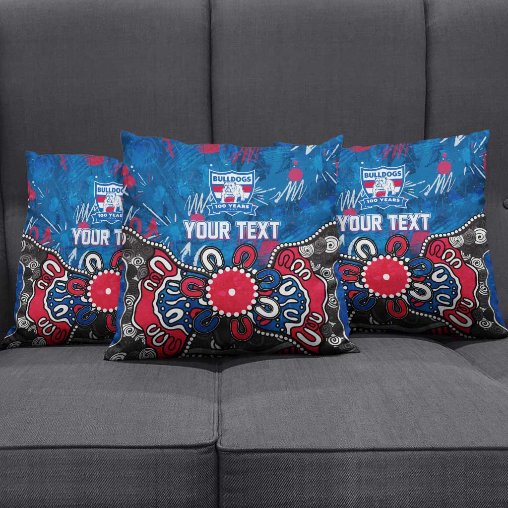 Personalized Western Bulldogs 100 Years Anniversary Pillow Cover Aboriginal Dot Painting Graffiti Style