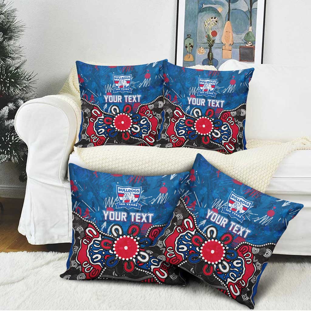 Personalized Western Bulldogs 100 Years Anniversary Pillow Cover Aboriginal Dot Painting Graffiti Style