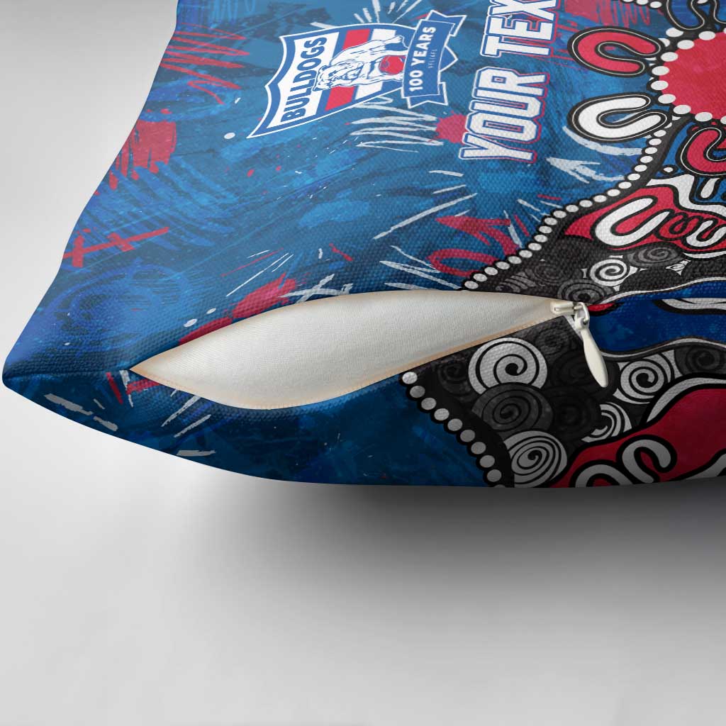 Personalized Western Bulldogs 100 Years Anniversary Pillow Cover Aboriginal Dot Painting Graffiti Style