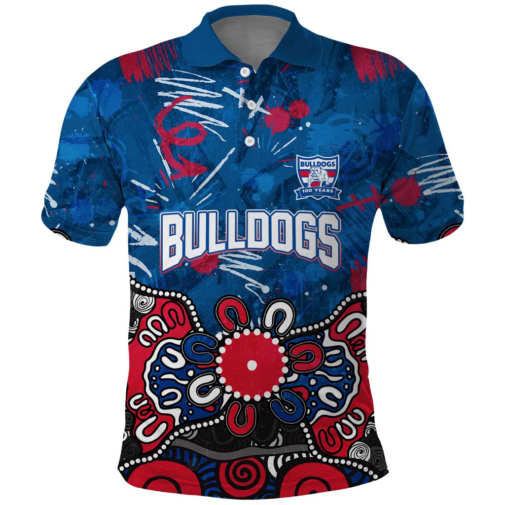 Personalized Western Bulldogs 100 Years Anniversary Polo Shirt Aboriginal Dot Painting Graffiti Style