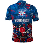 Personalized Western Bulldogs 100 Years Anniversary Polo Shirt Aboriginal Dot Painting Graffiti Style