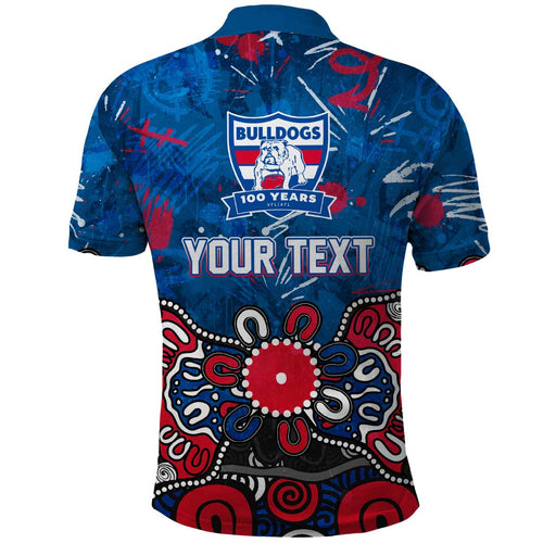 Personalized Western Bulldogs 100 Years Anniversary Polo Shirt Aboriginal Dot Painting Graffiti Style