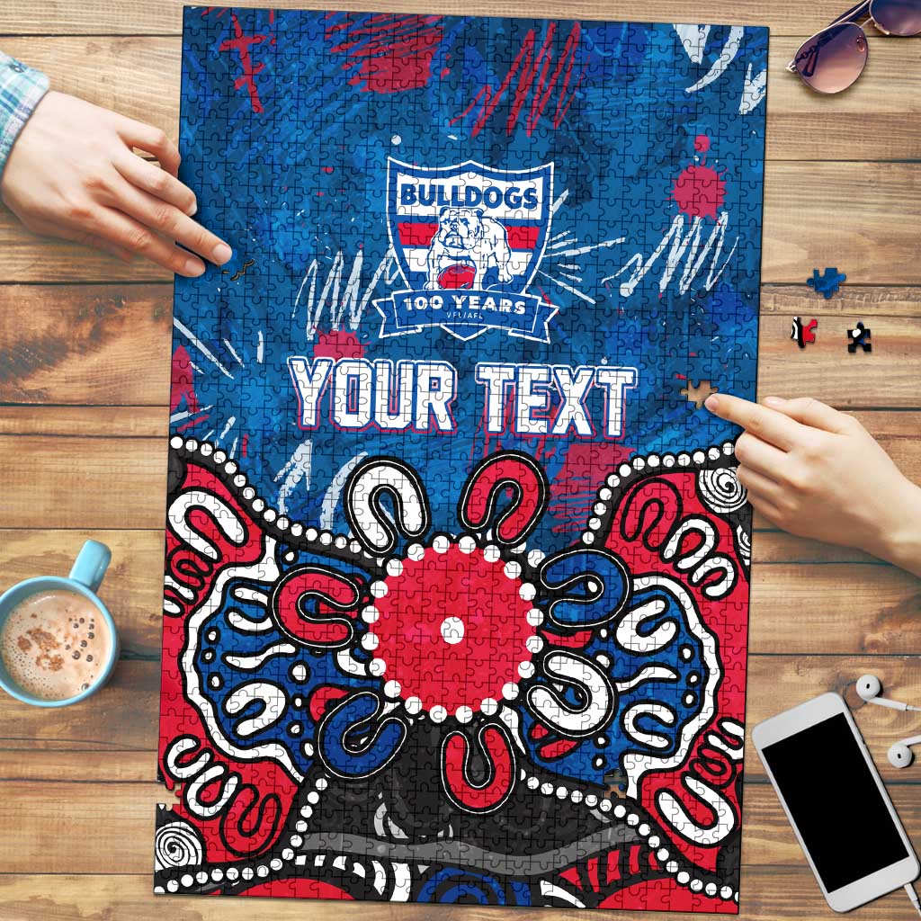 Personalized Western Bulldogs 100 Years Anniversary Puzzle Aboriginal Dot Painting Graffiti Style