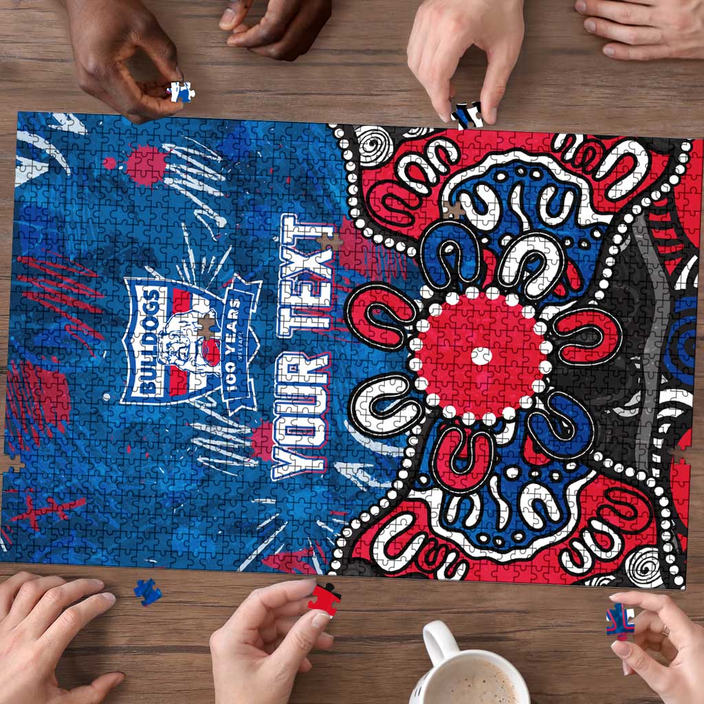 Personalized Western Bulldogs 100 Years Anniversary Puzzle Aboriginal Dot Painting Graffiti Style