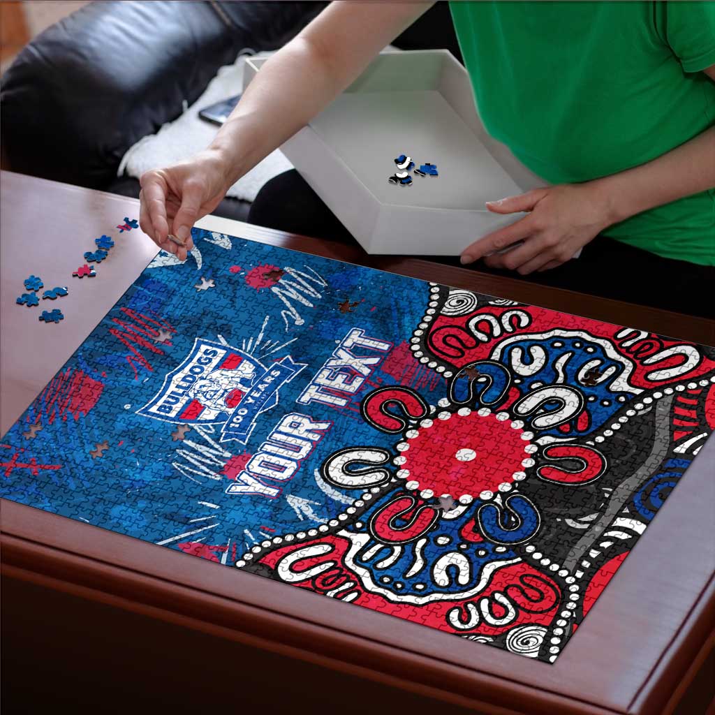 Personalized Western Bulldogs 100 Years Anniversary Puzzle Aboriginal Dot Painting Graffiti Style