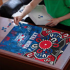 Personalized Western Bulldogs 100 Years Anniversary Puzzle Aboriginal Dot Painting Graffiti Style