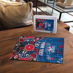 Personalized Western Bulldogs 100 Years Anniversary Puzzle Aboriginal Dot Painting Graffiti Style