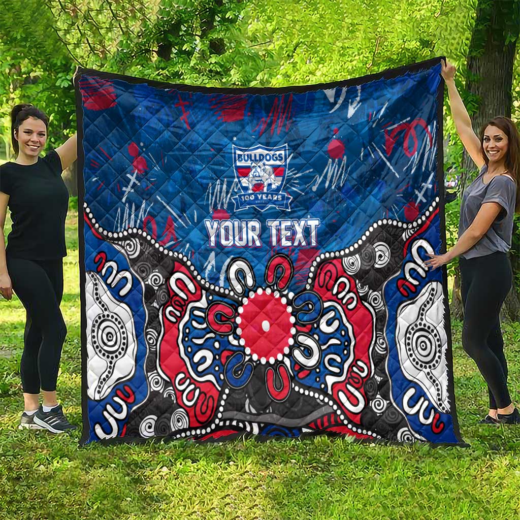 Personalized Western Bulldogs 100 Years Anniversary Quilt Aboriginal Dot Painting Graffiti Style