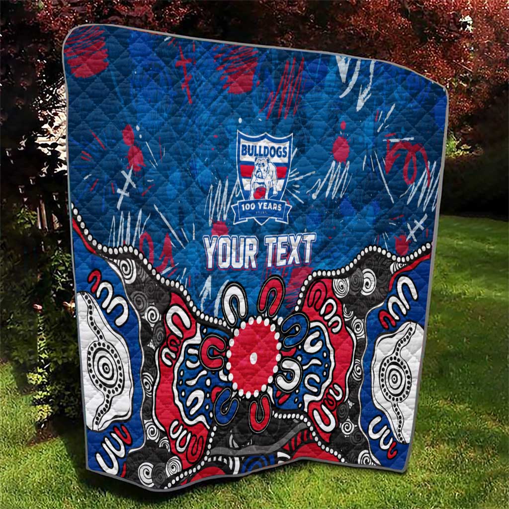 Personalized Western Bulldogs 100 Years Anniversary Quilt Aboriginal Dot Painting Graffiti Style