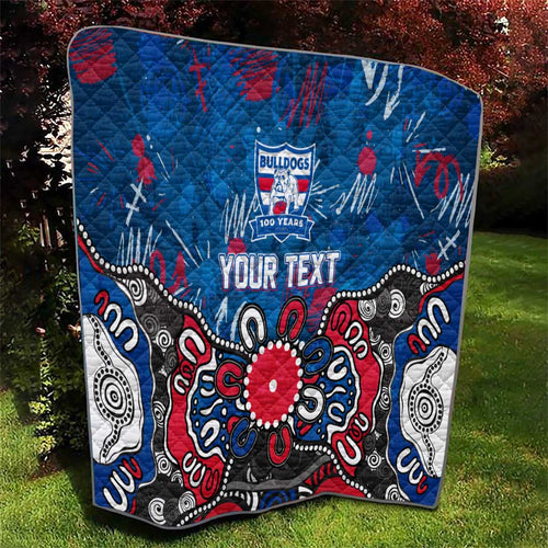 Personalized Western Bulldogs 100 Years Anniversary Quilt Aboriginal Dot Painting Graffiti Style