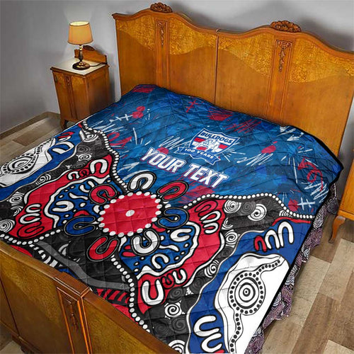 Personalized Western Bulldogs 100 Years Anniversary Quilt Aboriginal Dot Painting Graffiti Style