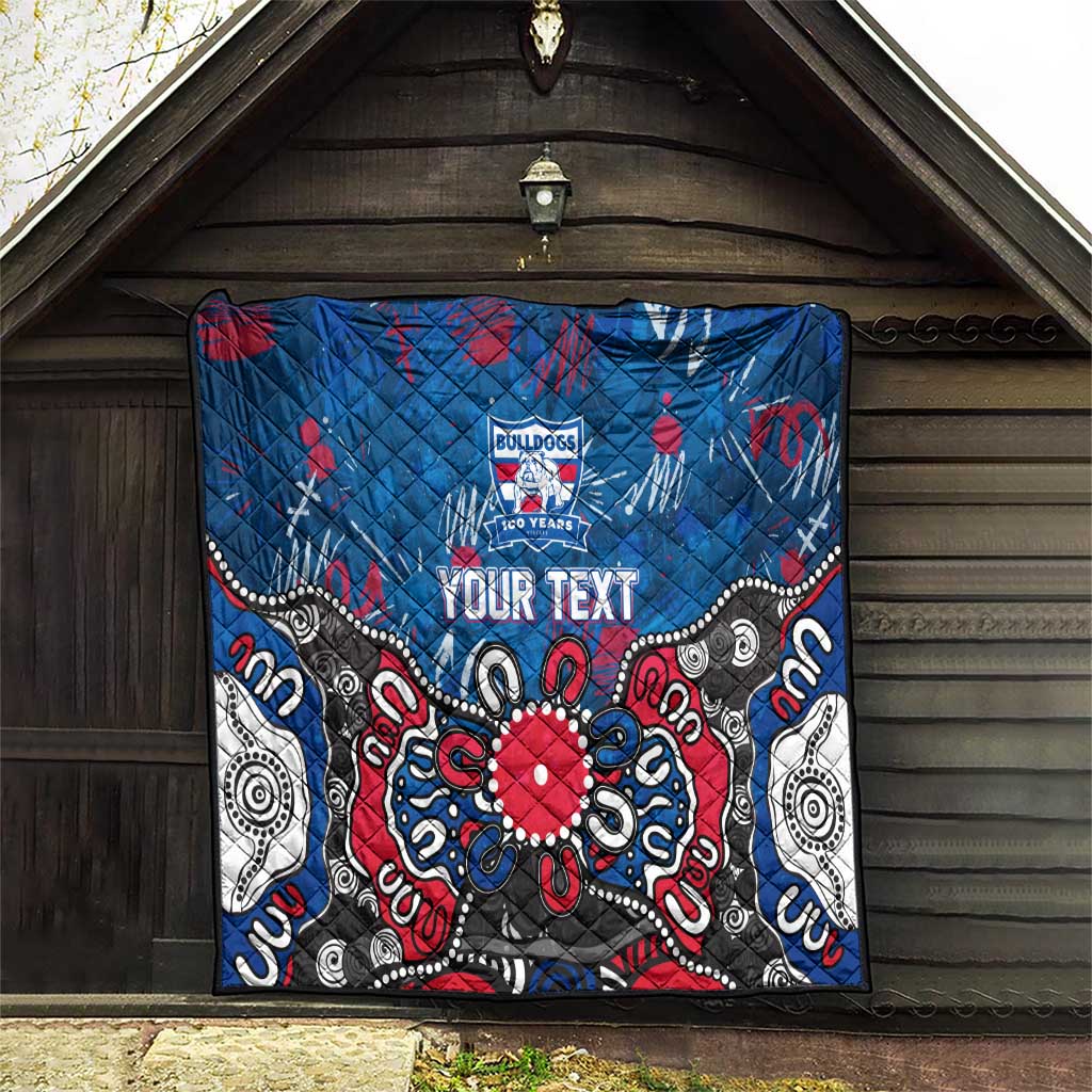 Personalized Western Bulldogs 100 Years Anniversary Quilt Aboriginal Dot Painting Graffiti Style