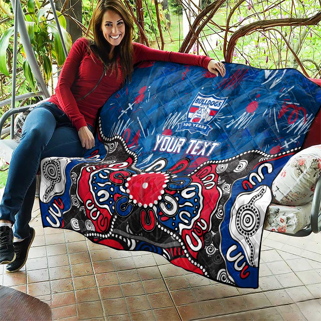 Personalized Western Bulldogs 100 Years Anniversary Quilt Aboriginal Dot Painting Graffiti Style