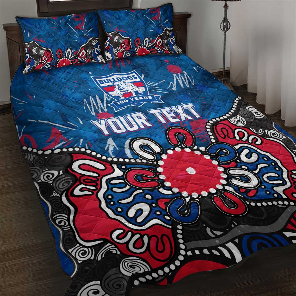 Personalized Western Bulldogs 100 Years Anniversary Quilt Bed Set Aboriginal Dot Painting Graffiti Style